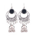 Generic Women's Silver Oxidized Hook Dangler Hanging Afgani Tribal Fancy Earrings-Silver