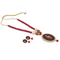Stylish Maroon Golde Plated Traditional Kundan Necklace Set with Earrings