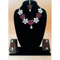Generic Women's Elegent Kundan And Stone Necklace Set (Red, Free Size)