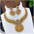 Generic Women's Gold Plated Necklace and Earrings Set with Kundan Work (Multi Color, Free Size)