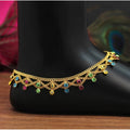 Generic Women's Multi Color Rhinestone Anklets (Free Size: Upto 10")