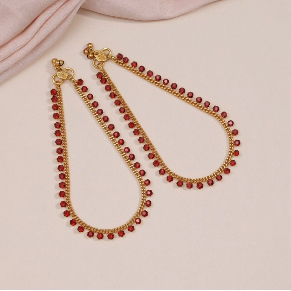 Generic Women's Red Color Anklets (Free Size: Upto 10")