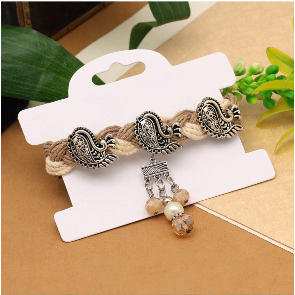Generic Women's Silver Color Oxidised Adjustable Bracelet