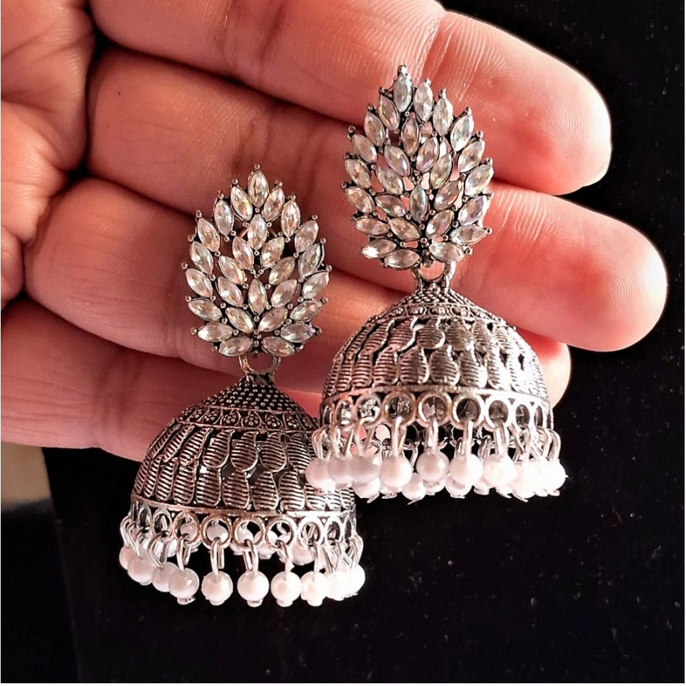 Generic Women's Silver Color Oxidised Earrings