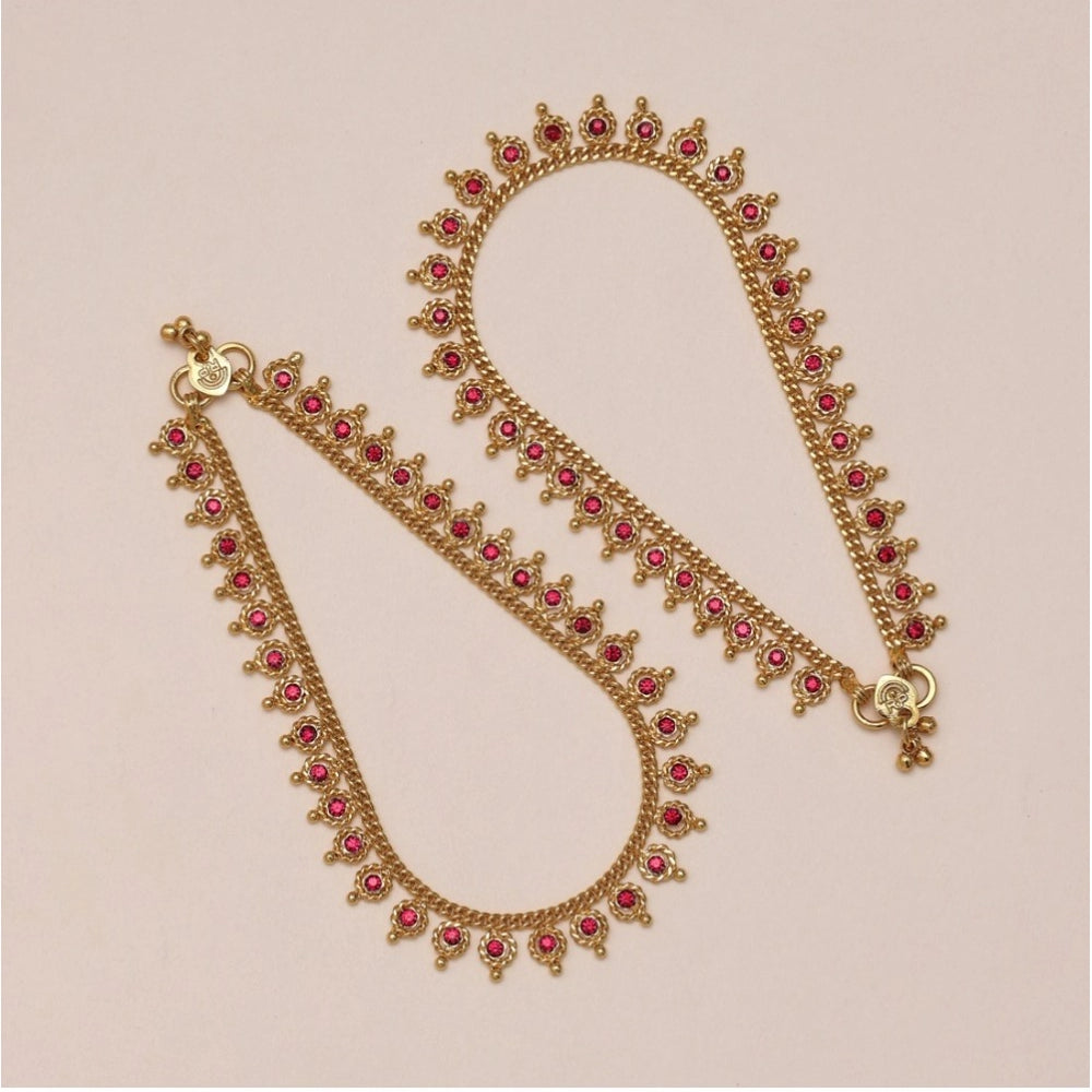 Generic Women's Rani Color Anklets (Free Size: Upto 10")