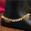 Generic Women's White Color Rhinestone Anklets (Free Size: Upto 10")
