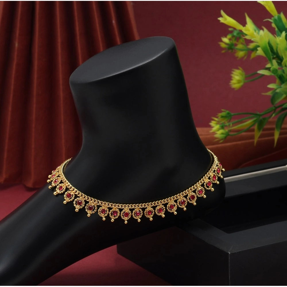 Generic Women's Rani Color Anklets (Free Size: Upto 10")