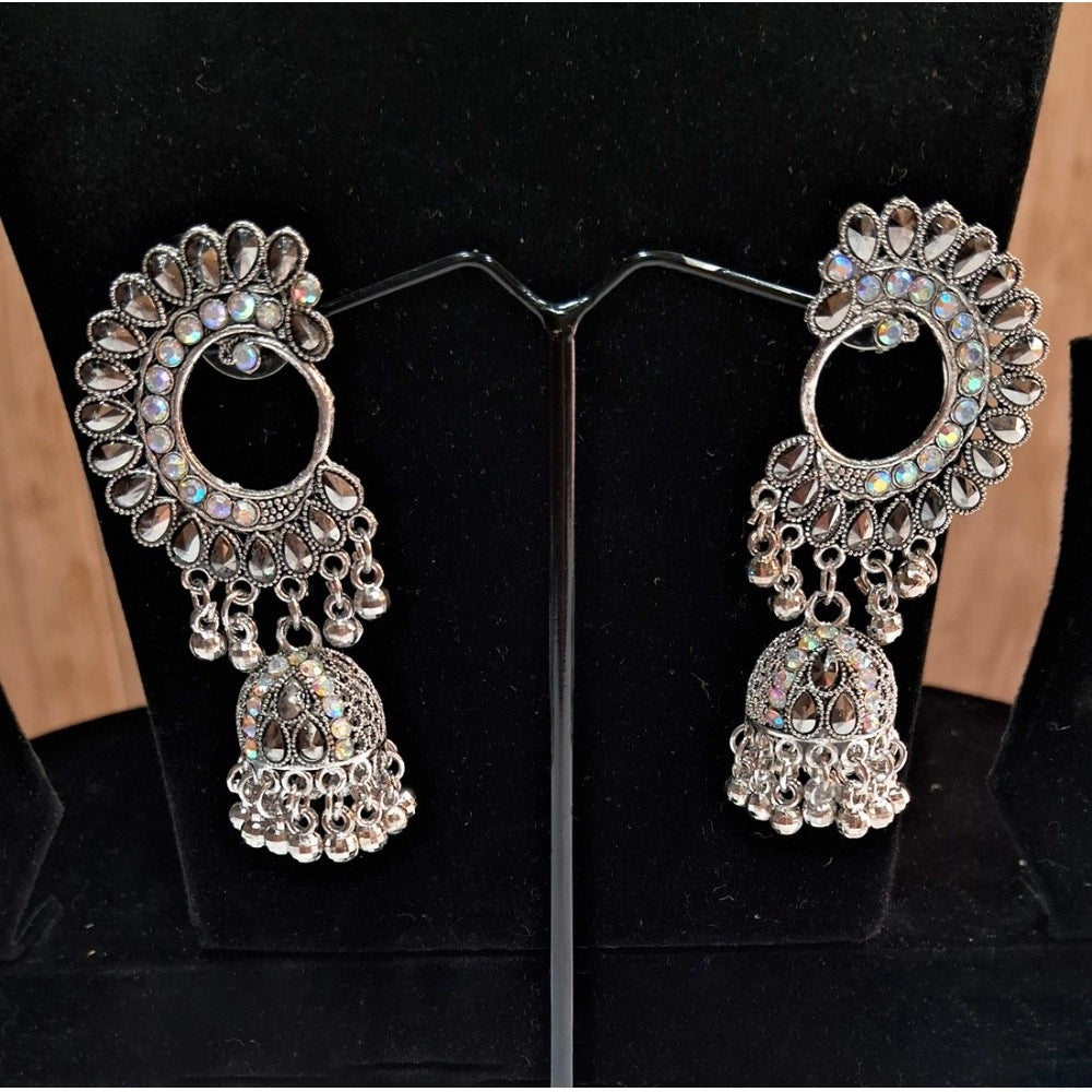 Generic Women's Silver Color Oxidised Earrings