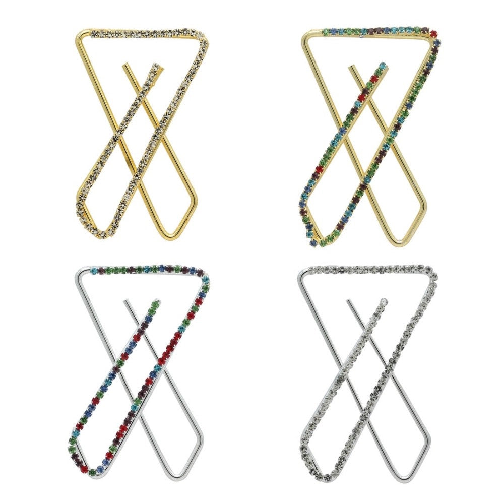 Generic Women's Multi Color Use Saree Hijab Pins Safety Pins Stone Brooch Clip On X Pins For Women Combo Of 4 Pieces