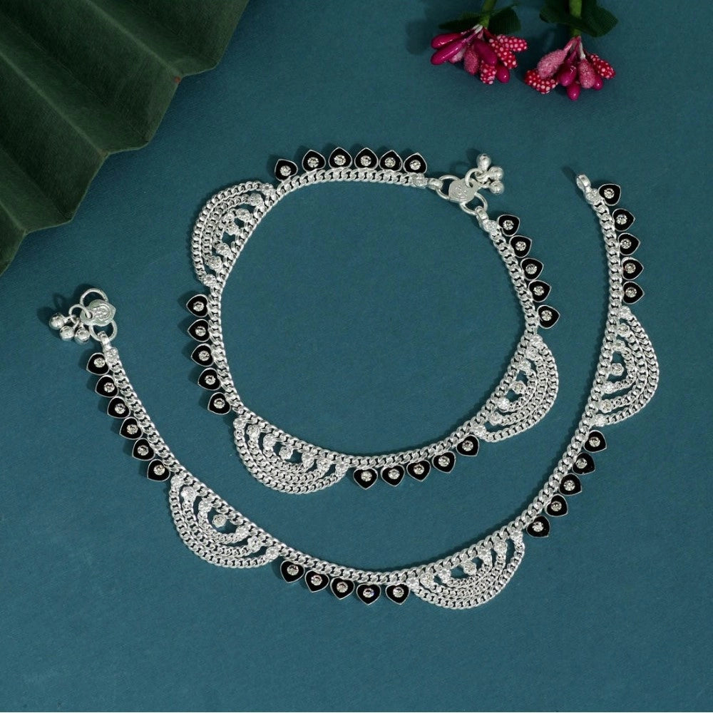 Generic Women's Maroon Color Rhinestone Anklets (Free Size: Upto 10")