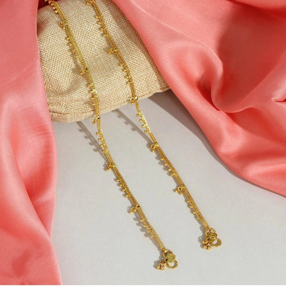 Generic Women's Gold Color Anklets (Free Size: Upto 10")