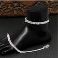 Generic Women's Silver Color Rhinestone Anklets (Free Size: Upto 10")