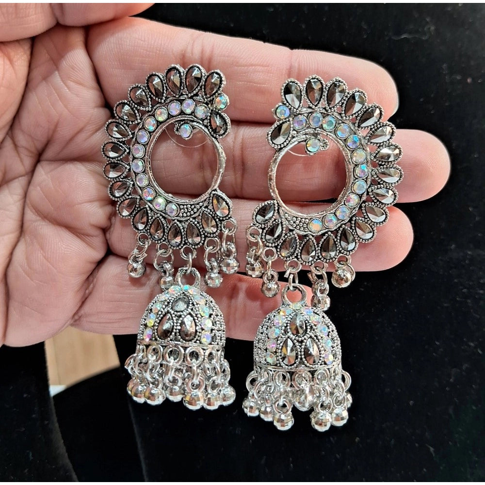 Generic Women's Silver Color Oxidised Earrings