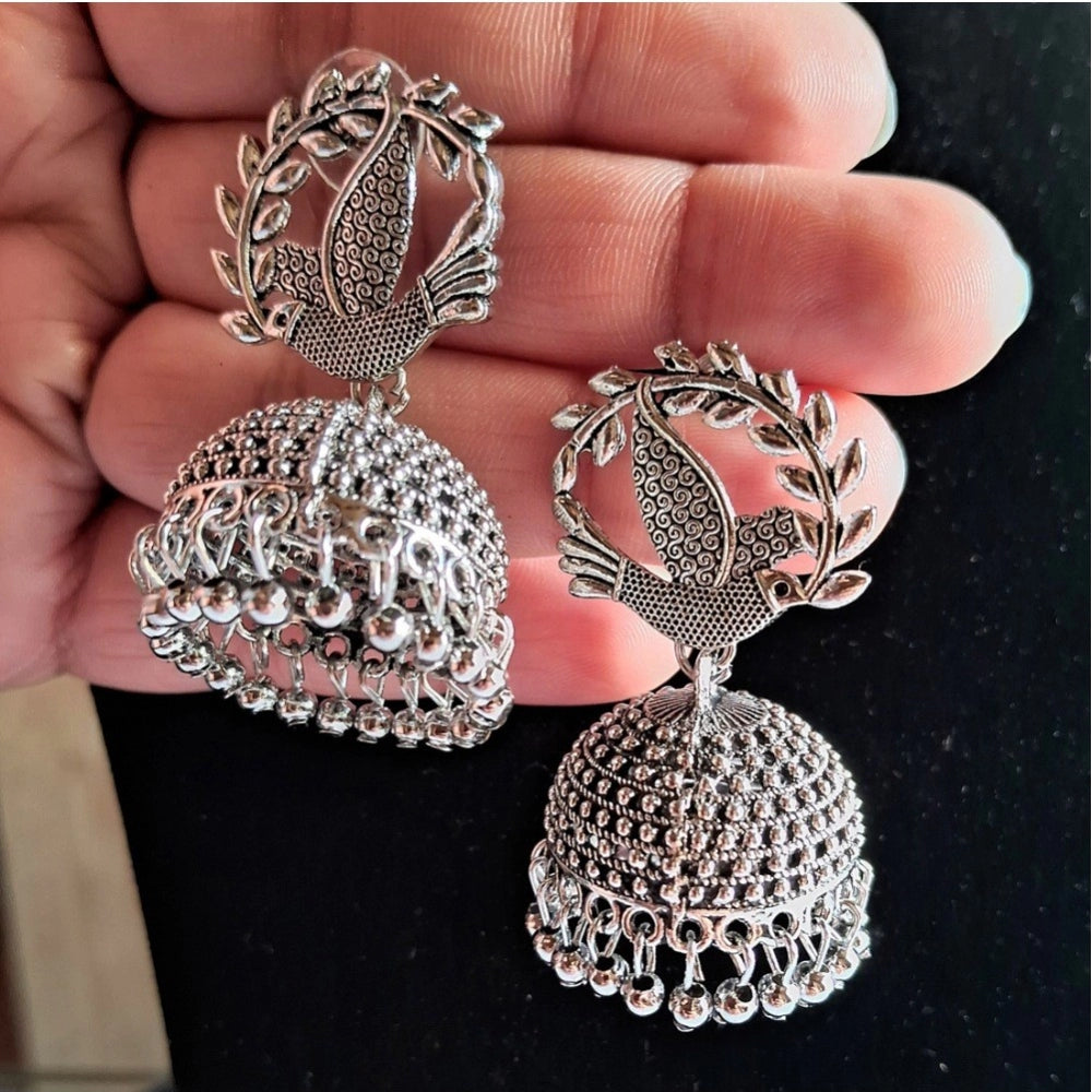 Generic Women's Silver Color Oxidised Earrings