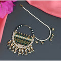 Generic Women's Green Color Kundan &amp; Beads Nose Nath