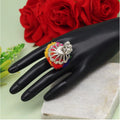 Generic Women's Multi Color Thread Work Oxidised Adjustable Rings