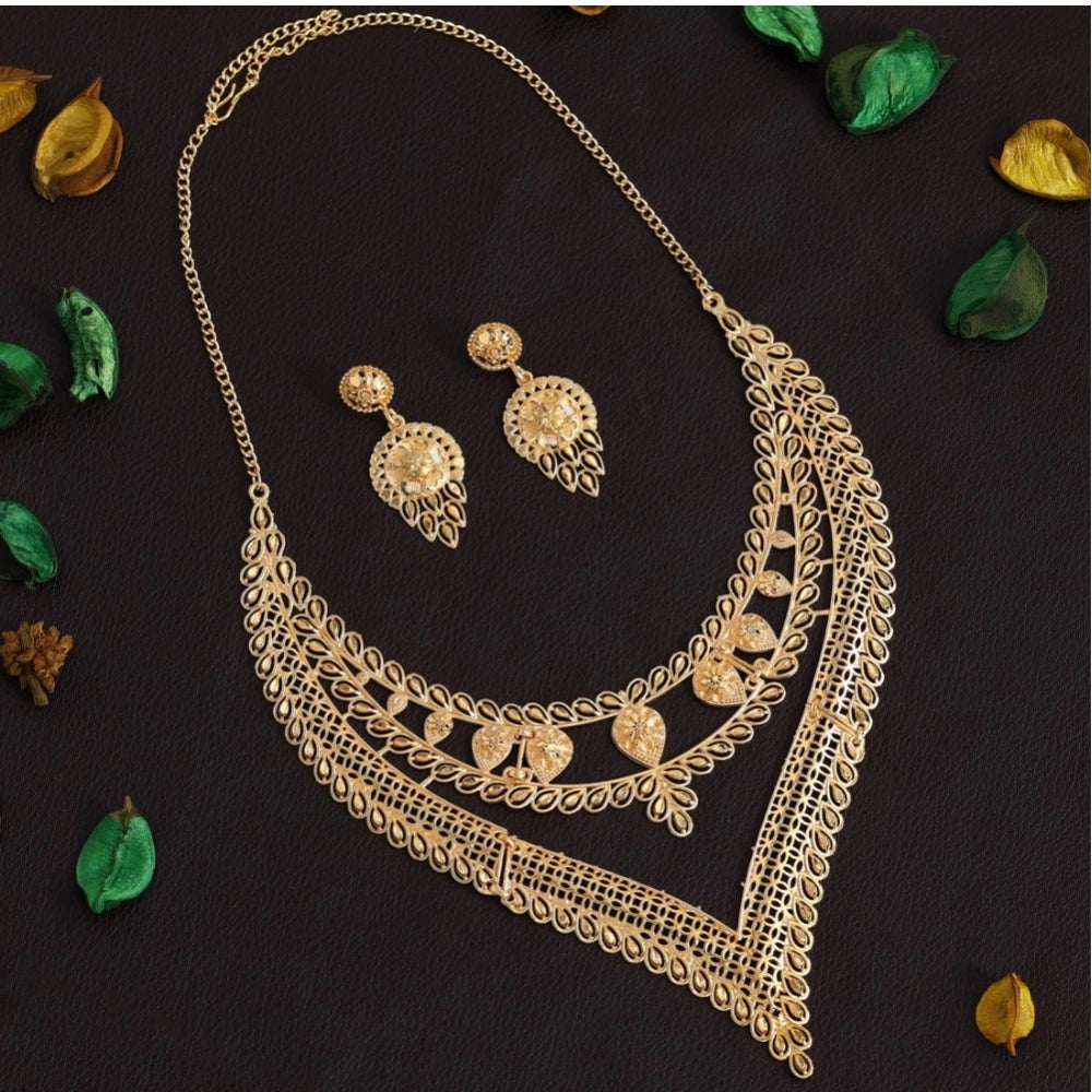 Generic Women's Gold Color Gold Plated Necklace Set Adjustable Chain