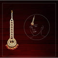 Generic Women's Maroon Color Imitation Pearl &amp; Kundan Maang Tikka