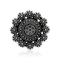Generic Women's Floral Design Silver Color Oxidised Adjustable Ring