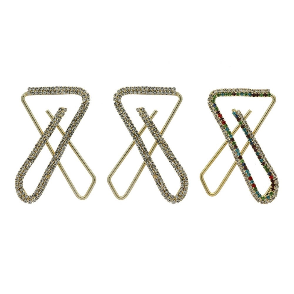 Generic Women's Multi Color Use Saree Hijab Pins Safety Pins Stone Brooch Clip On X Pins For Women Combo Of 3 Pieces