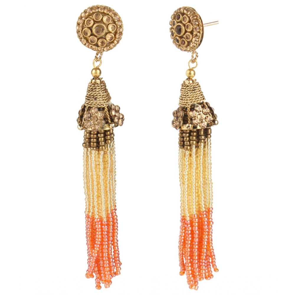 Generic Women's Rose Gold Plated Alloy Earrings (Multicolor)
