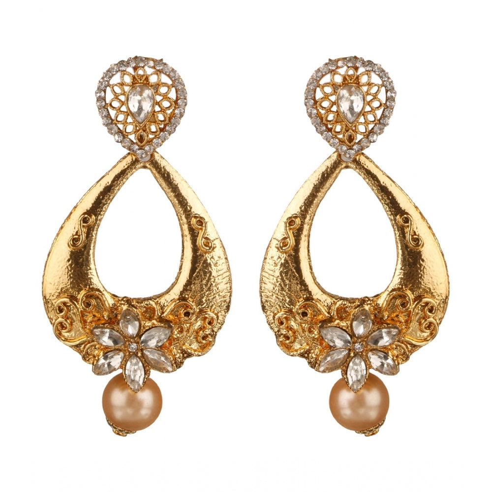Generic Women's Rose Gold Plated Alloy Earrings (White)