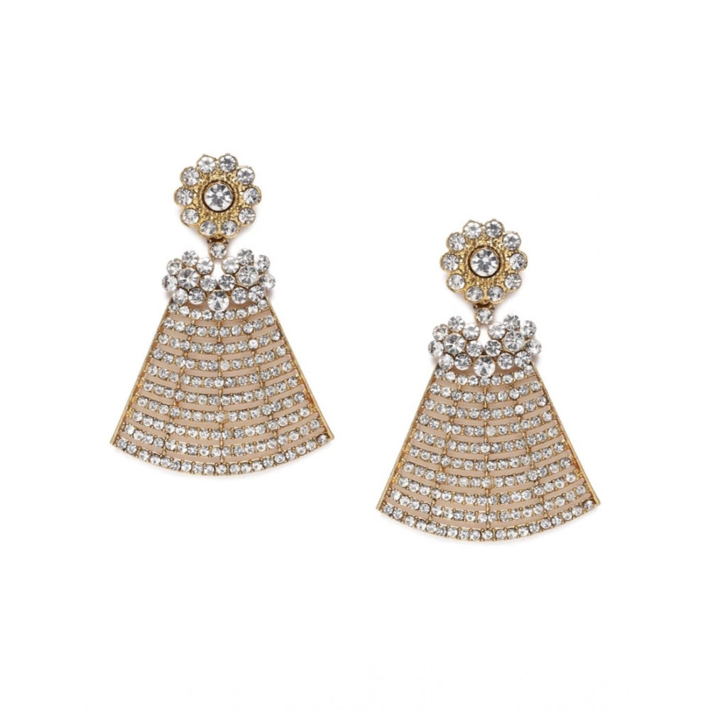Generic Women's Rose Gold Plated Alloy Earrings (White)