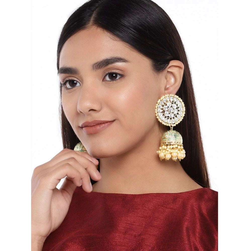 Generic Women's Rose Gold Plated Alloy Earrings (White)