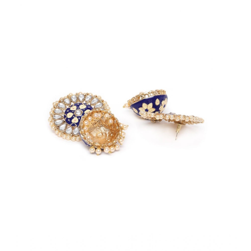 Generic Women's Rose Gold Plated Alloy Earrings (Blue)