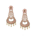 Generic Women's Rose Gold Plated Alloy Earrings (Pink)