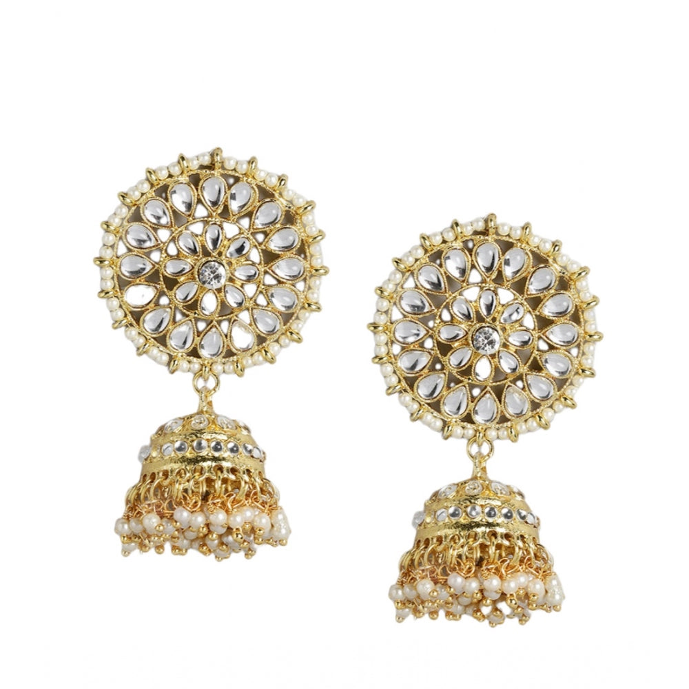 Generic Women's Rose Gold Plated Alloy Earrings (White)
