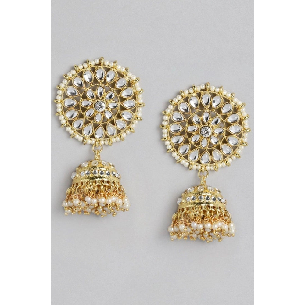 Generic Women's Rose Gold Plated Alloy Earrings (White)