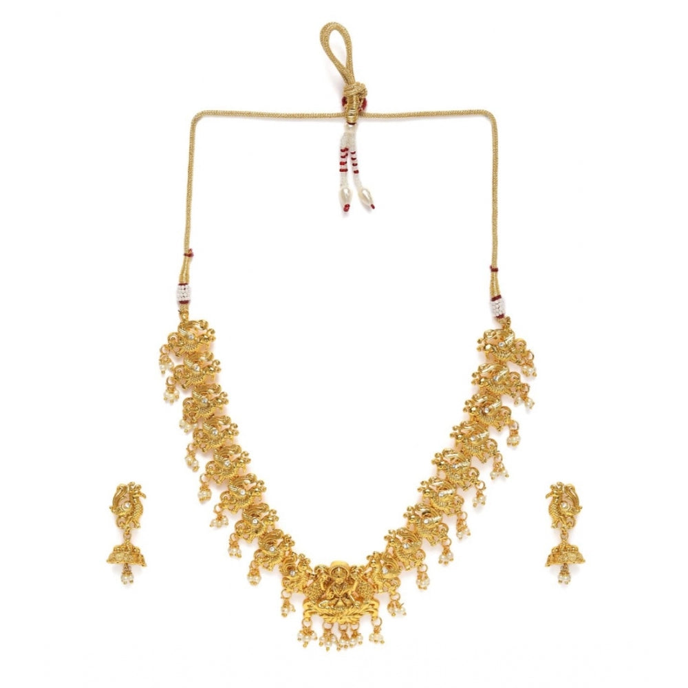 Generic Women's Rose Gold Plated Alloy Necklace &amp; Earings Set (Gold)