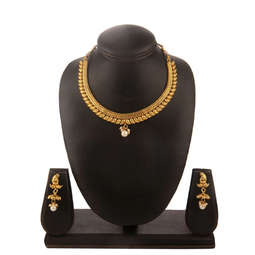 Generic Women's Rose Gold Plated Alloy Necklace &amp; Earings Set (Gold)
