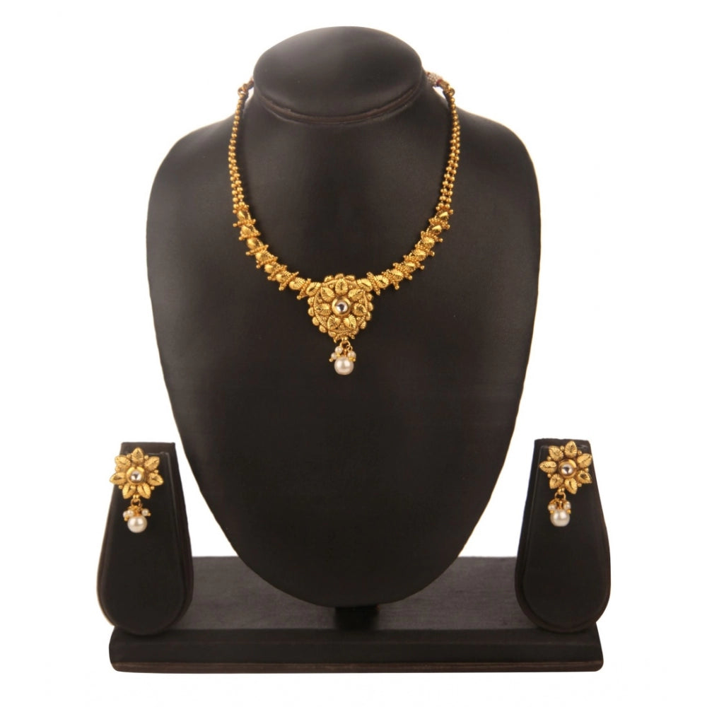 Generic Women's Rose Gold Plated Alloy Necklace &amp; Earings Set (Gold)