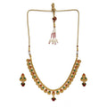 Generic Women's Rose Gold Plated Alloy Necklace &amp; Earings Set (Green &amp; Red)