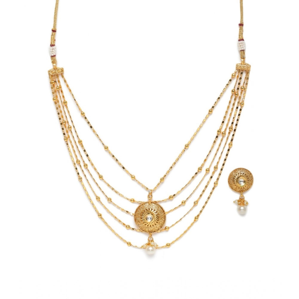 Generic Women's Rose Gold Plated Alloy Necklace &amp; Earings Set (Gold)