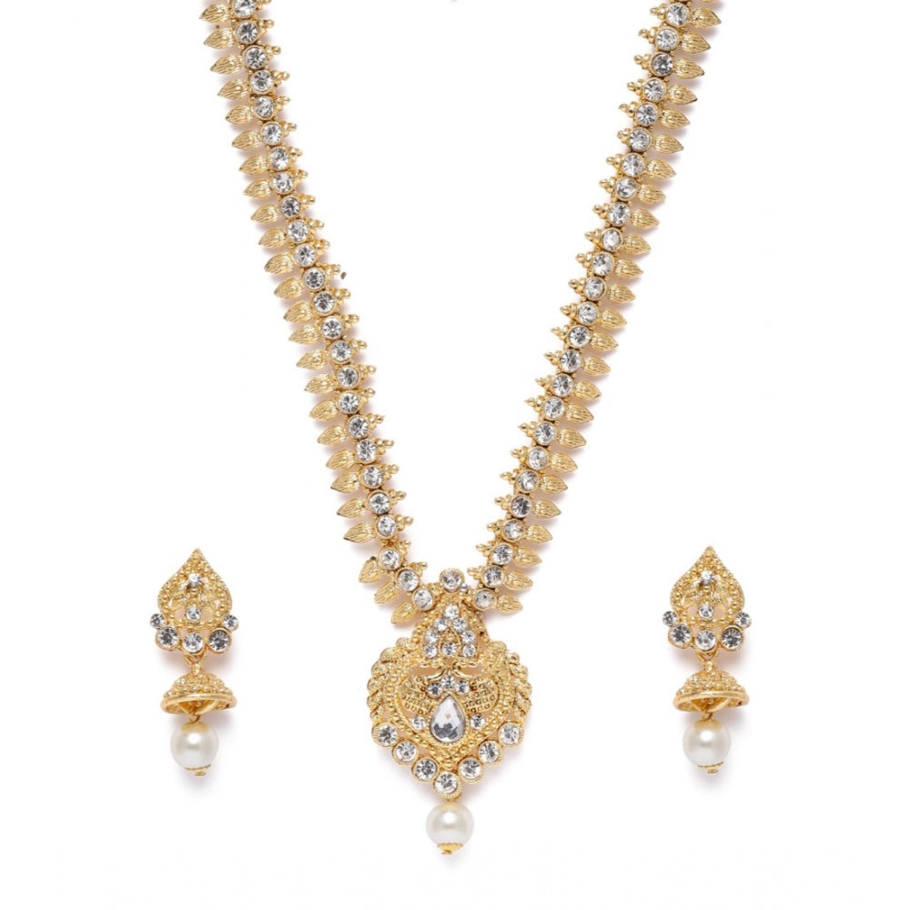 Generic Women's Rose Gold Plated Alloy Necklace &amp; Earings Set (White)