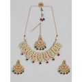 Generic Women's Rose Gold Plated Alloy Necklace &amp; Earings Set (Light Green)