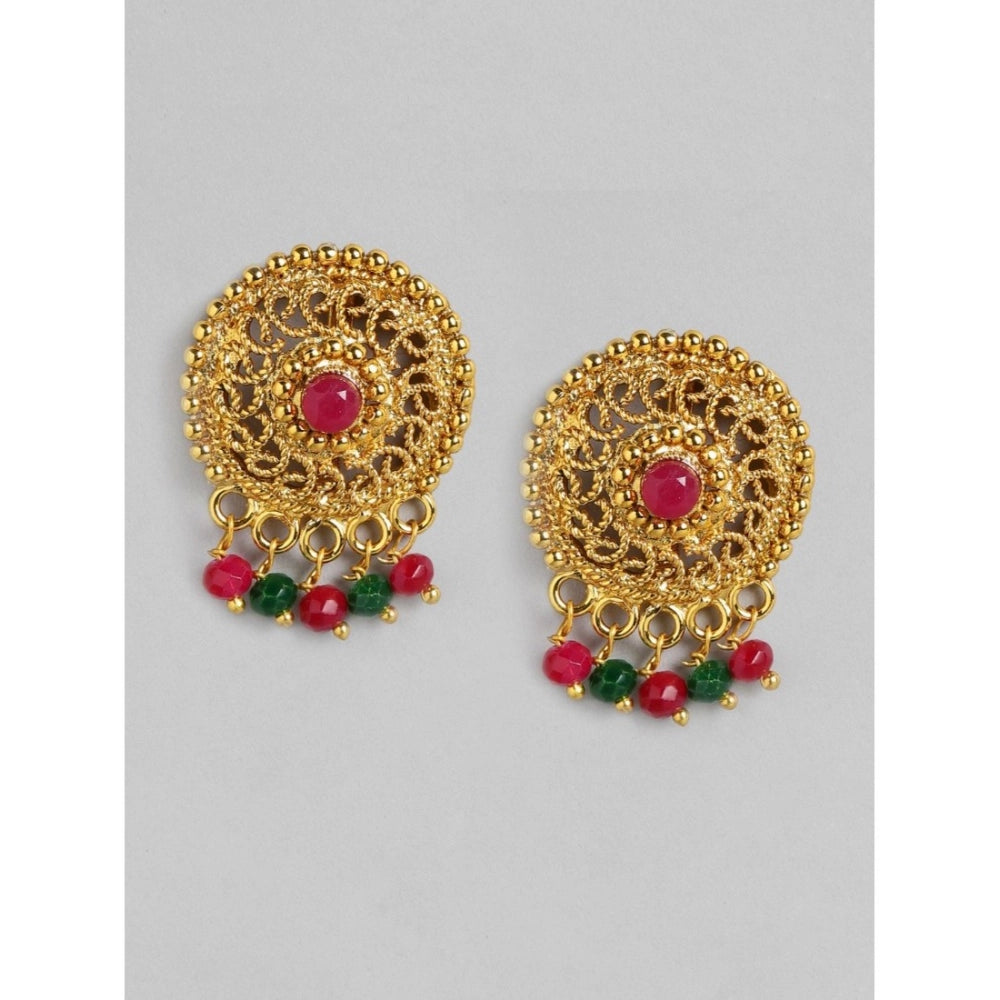 Generic Women's Rose Gold Plated Alloy Necklace &amp; Earings Set (Multicolor)