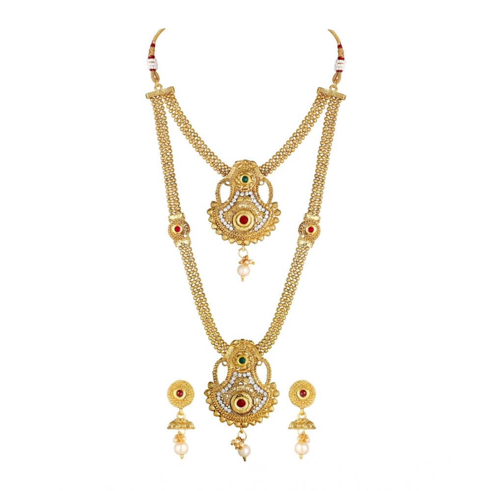 Generic Women's Rose Gold Plated Alloy Necklace &amp; Earings Set (Gold)