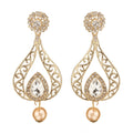 Generic Women's Rose Gold Plated Alloy Earrings (White)