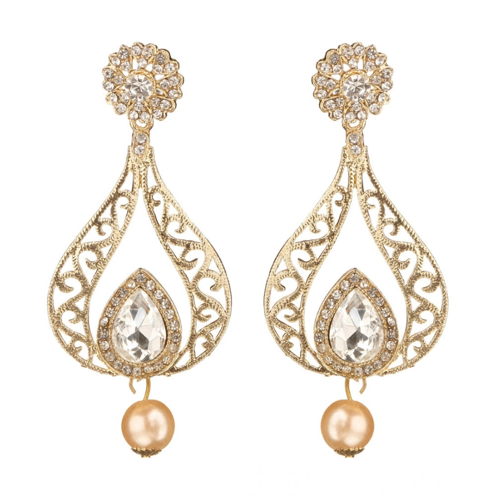 Generic Women's Rose Gold Plated Alloy Earrings (White)