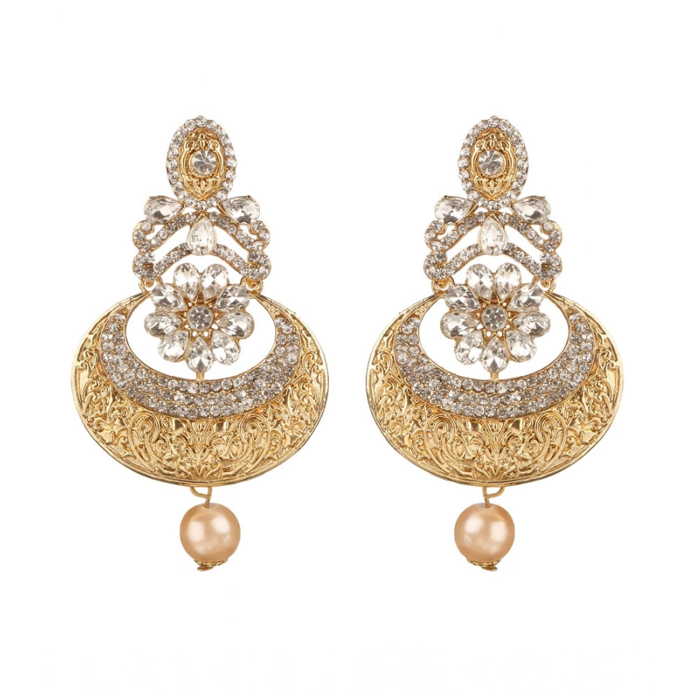 Generic Women's Rose Gold Plated Alloy Earrings (White)