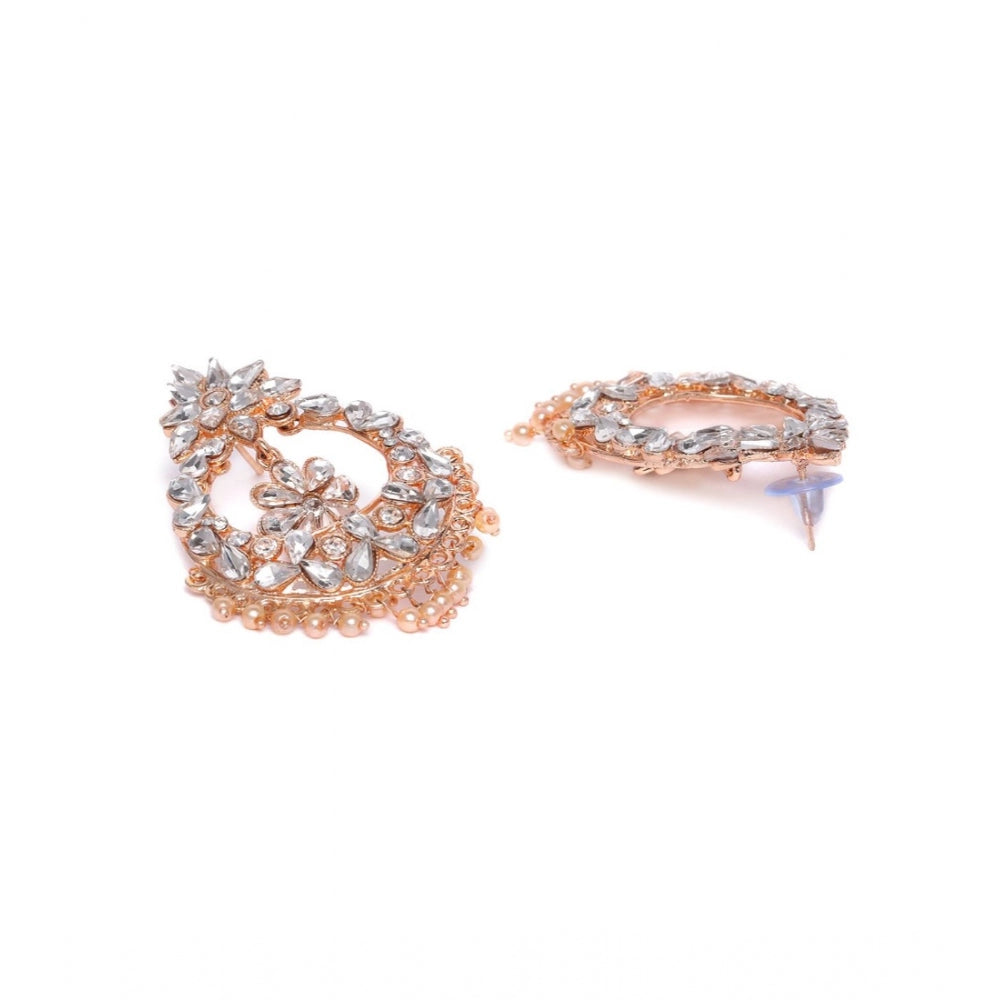 Generic Women's Rose Gold Plated Alloy Earrings (White)