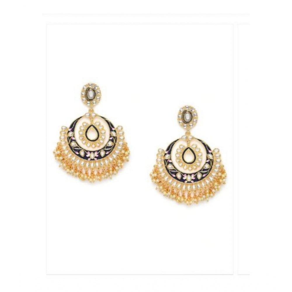 Generic Women's Rose Gold Plated Alloy Earrings (White)