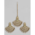 Generic Women's Rose Gold Plated Alloy Kundan Earrings &amp; Mangtikka (White)
