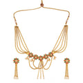 Generic Women's Rose Gold Plated Alloy Necklace Set (Green &amp; Red)