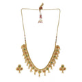 Generic Women's Rose Gold Plated Alloy Necklace &amp; Earings Set (Green &amp; Red)