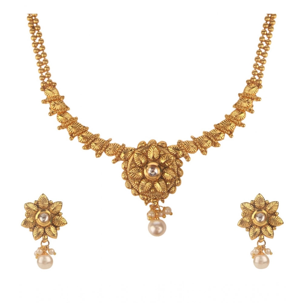 Generic Women's Rose Gold Plated Alloy Necklace &amp; Earings Set (Gold)